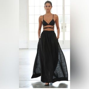 MATTEAU Gathered Linen Skirt US 4